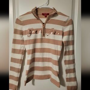 Guess Striped Sweater with Sequin Logo